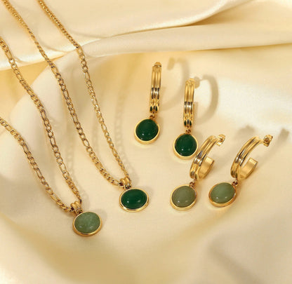 Collins Green Stone Set (Necklace & Earrings)