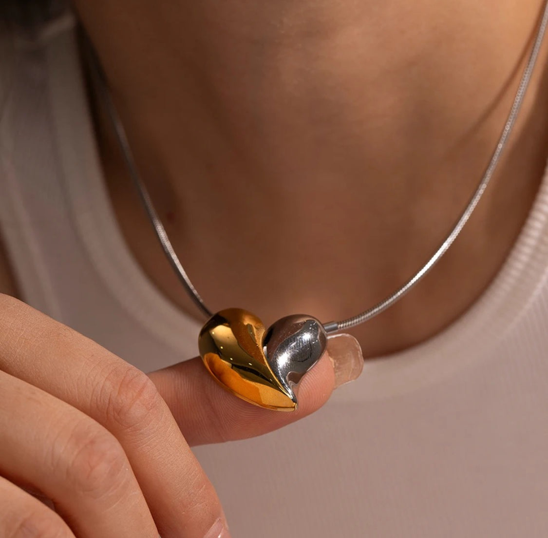 Kaizo Half & Half Heart Necklace