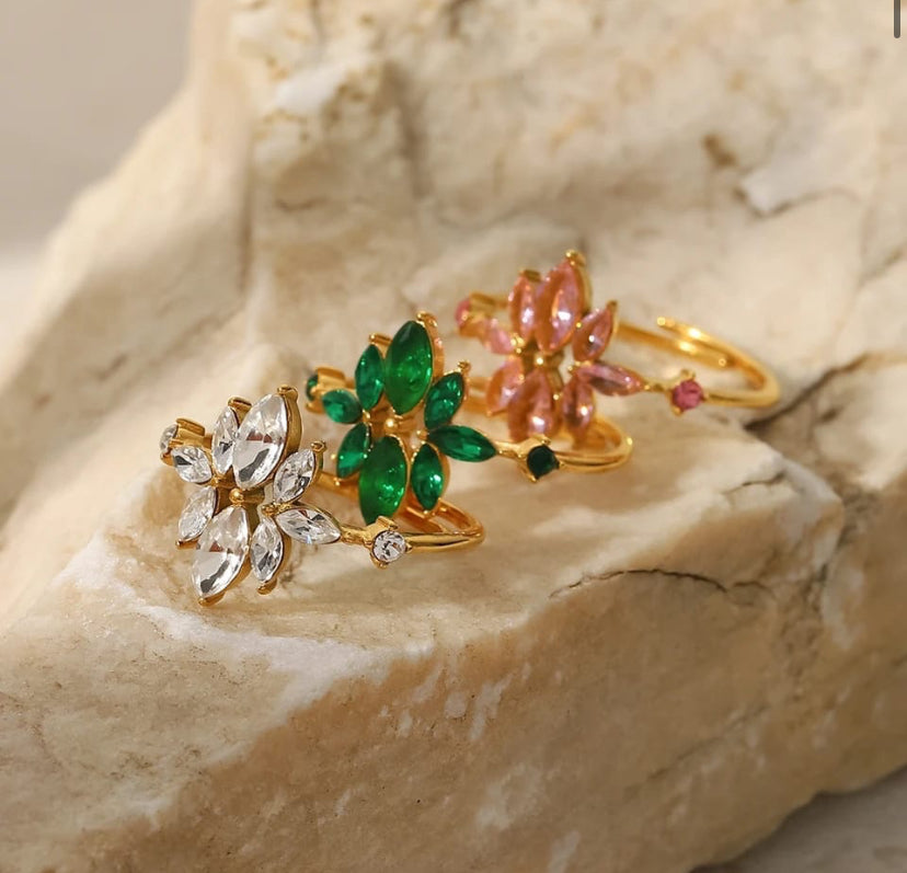 Autumn Floral Zircon Ring