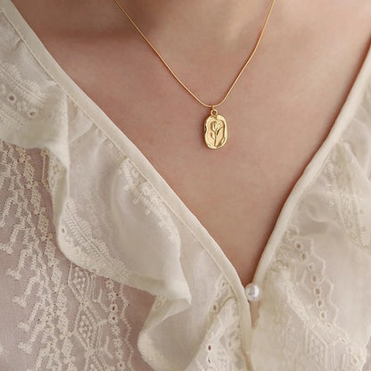 Embossed Rose Necklace