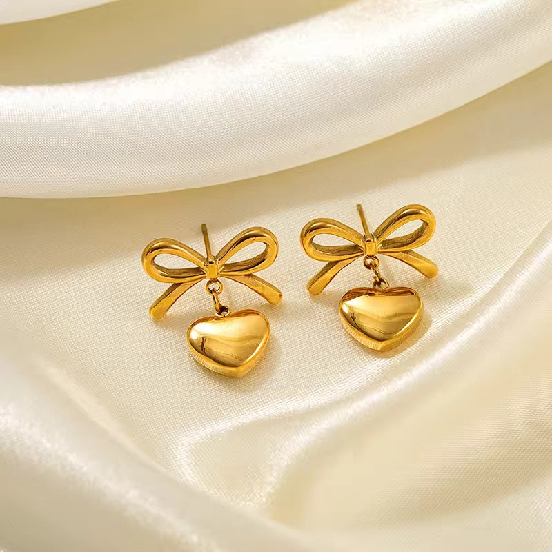 Bow Heart Earrings