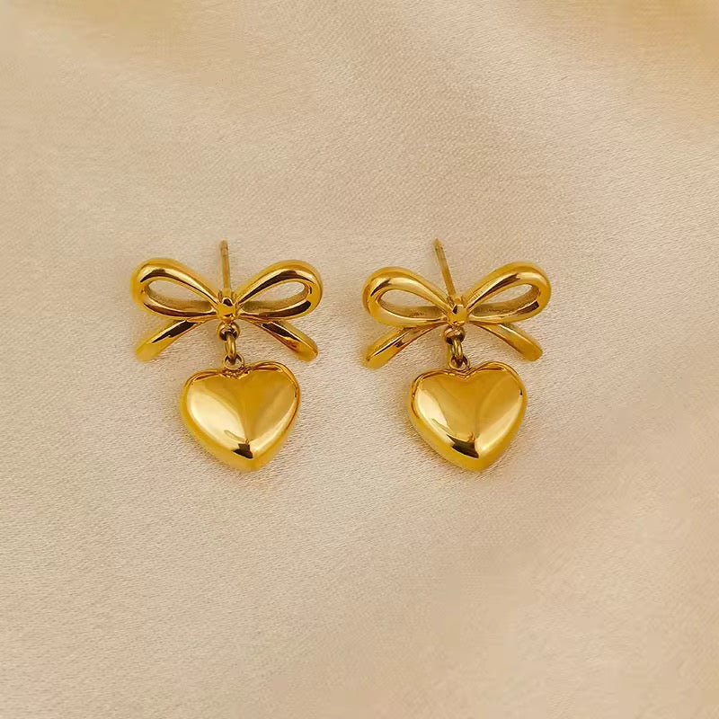 Bow Heart Earrings