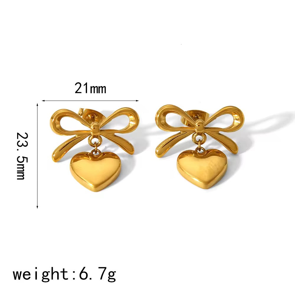 Bow Heart Earrings