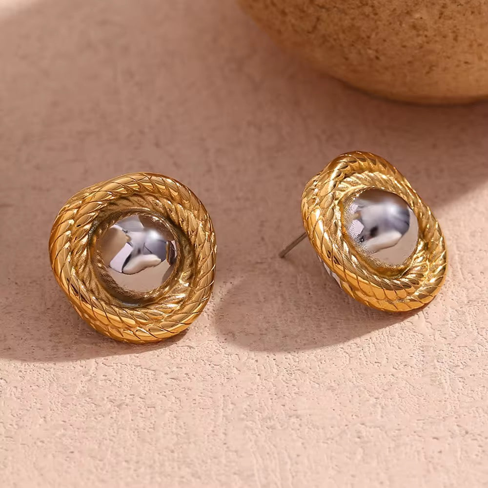 Dual Tone Orbit Earrings