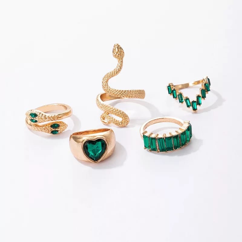 Emerald Serpentine Ring Stack