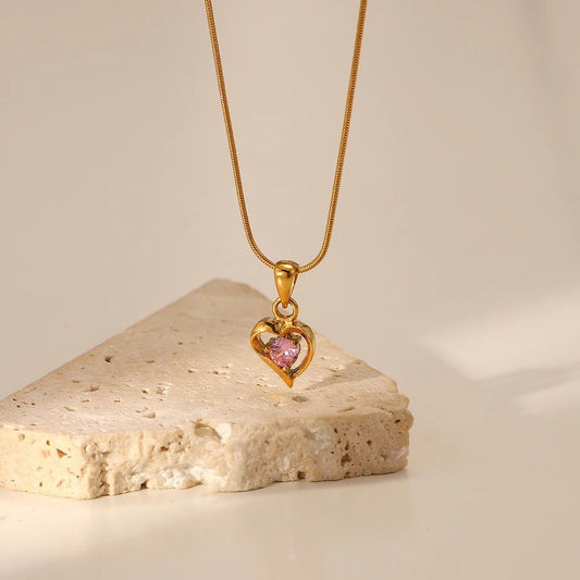 Kiara Pink Heart Necklace