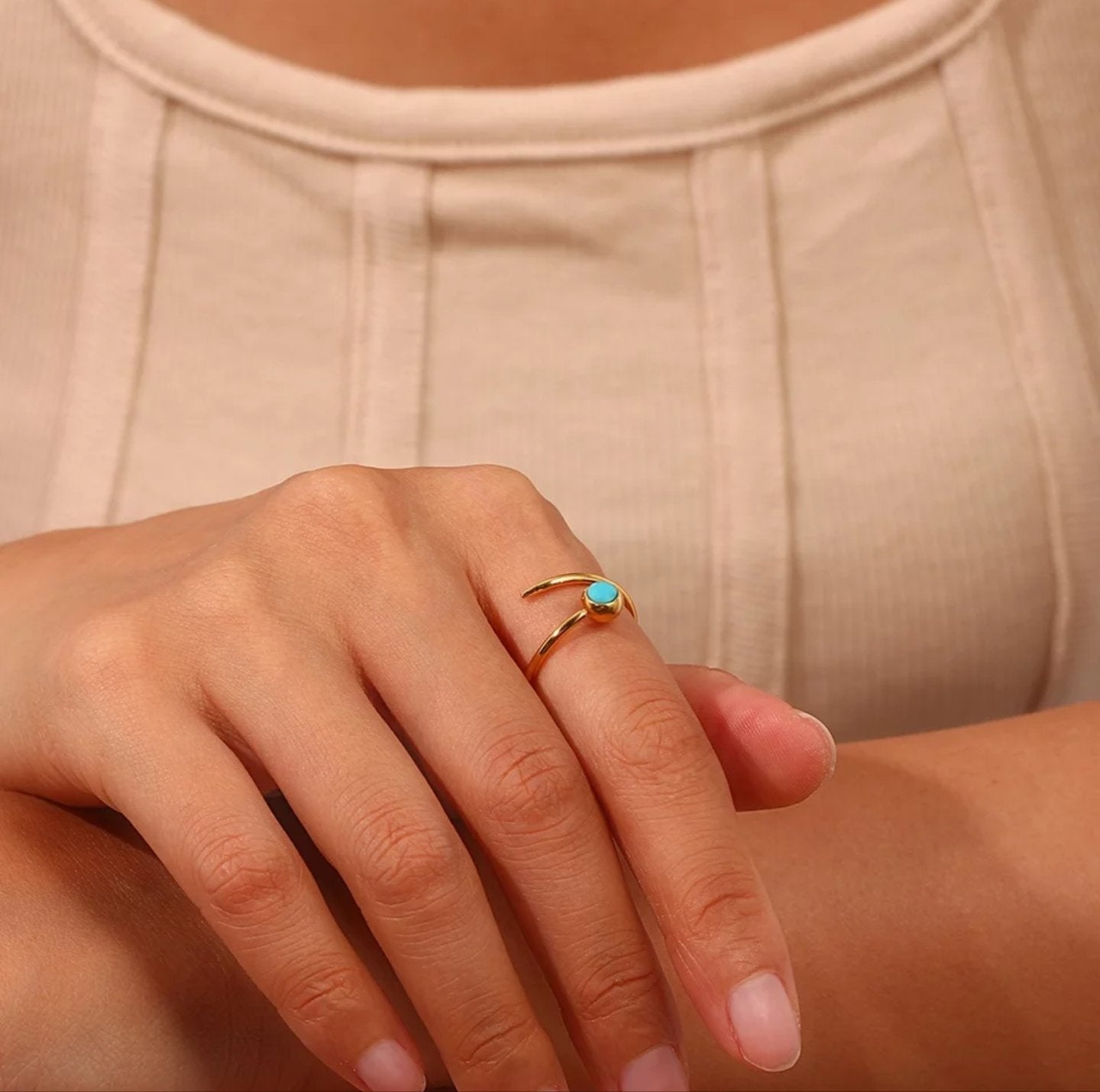 Wren Natural Turquoise stone open ended ring