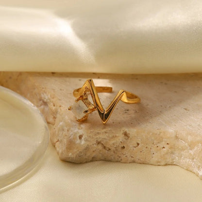 Samira white natural stone ring