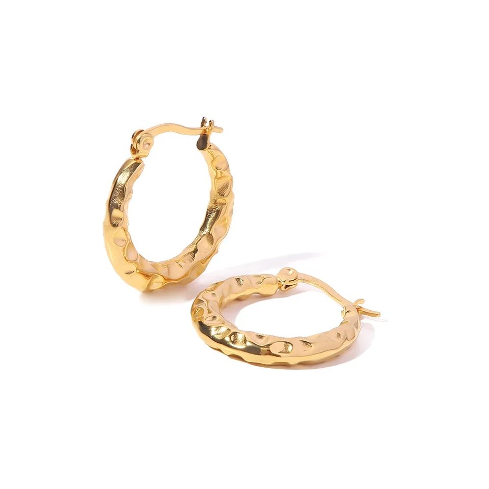 Monroe Beaten Gold Hoops