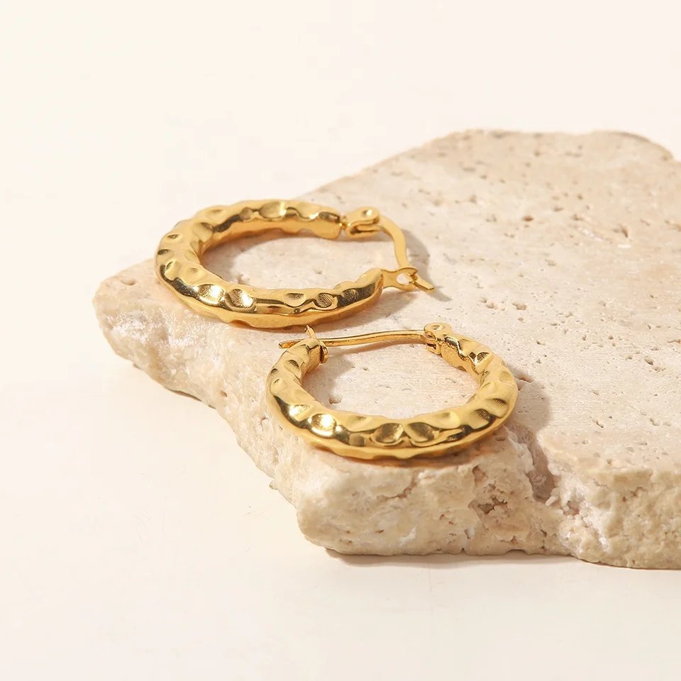 Monroe Beaten Gold Hoops