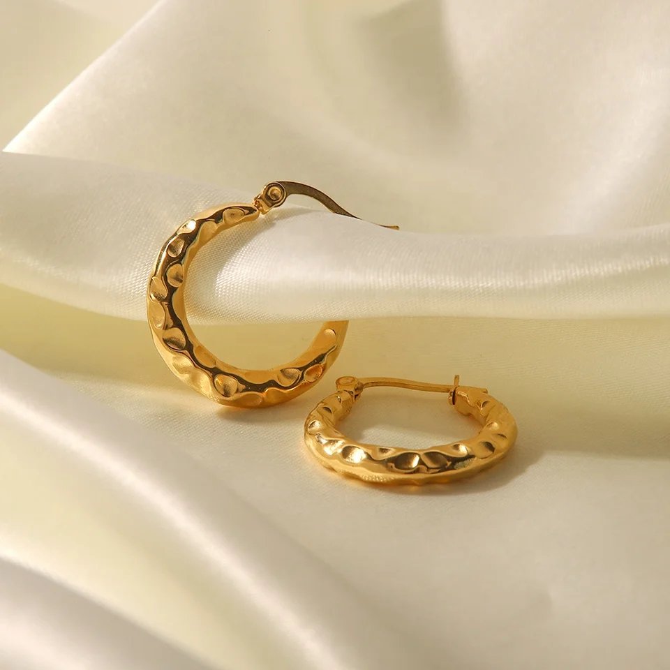 Monroe Beaten Gold Hoops