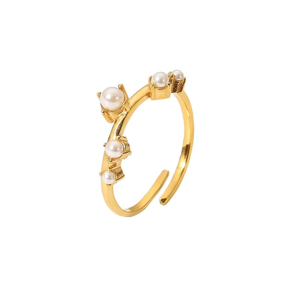 Charlie Adjustable Zig Zag Pearl Ring