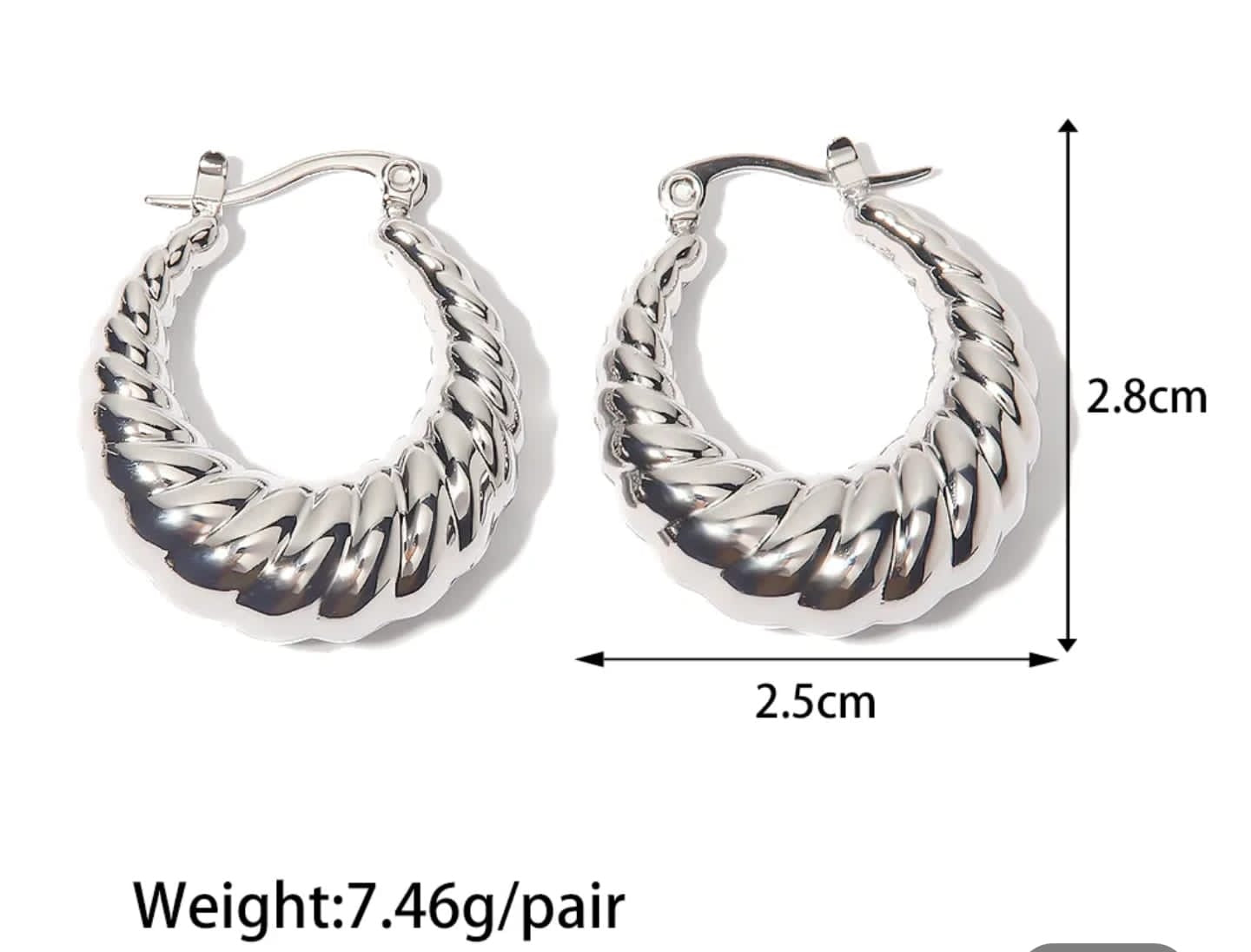 Madelyn Silver Croissant Hoops