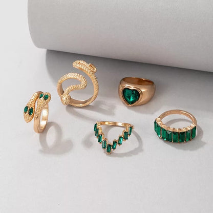 Emerald Serpentine Ring Stack