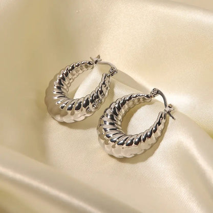 Madelyn Silver Croissant Hoops