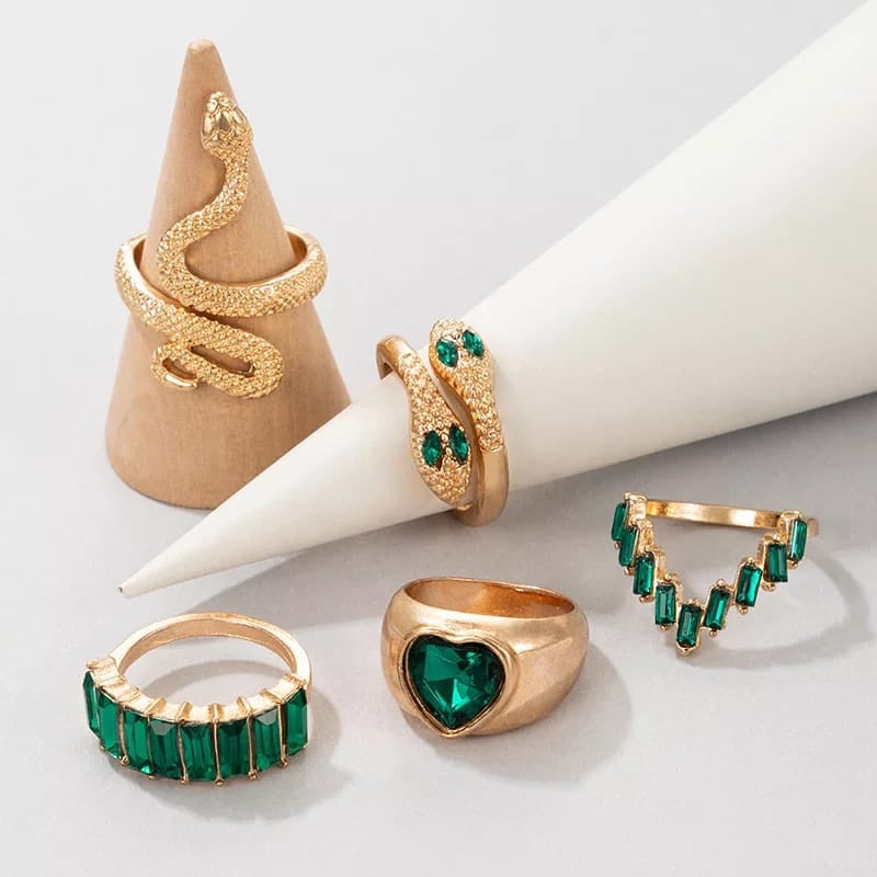 Emerald Serpentine Ring Stack