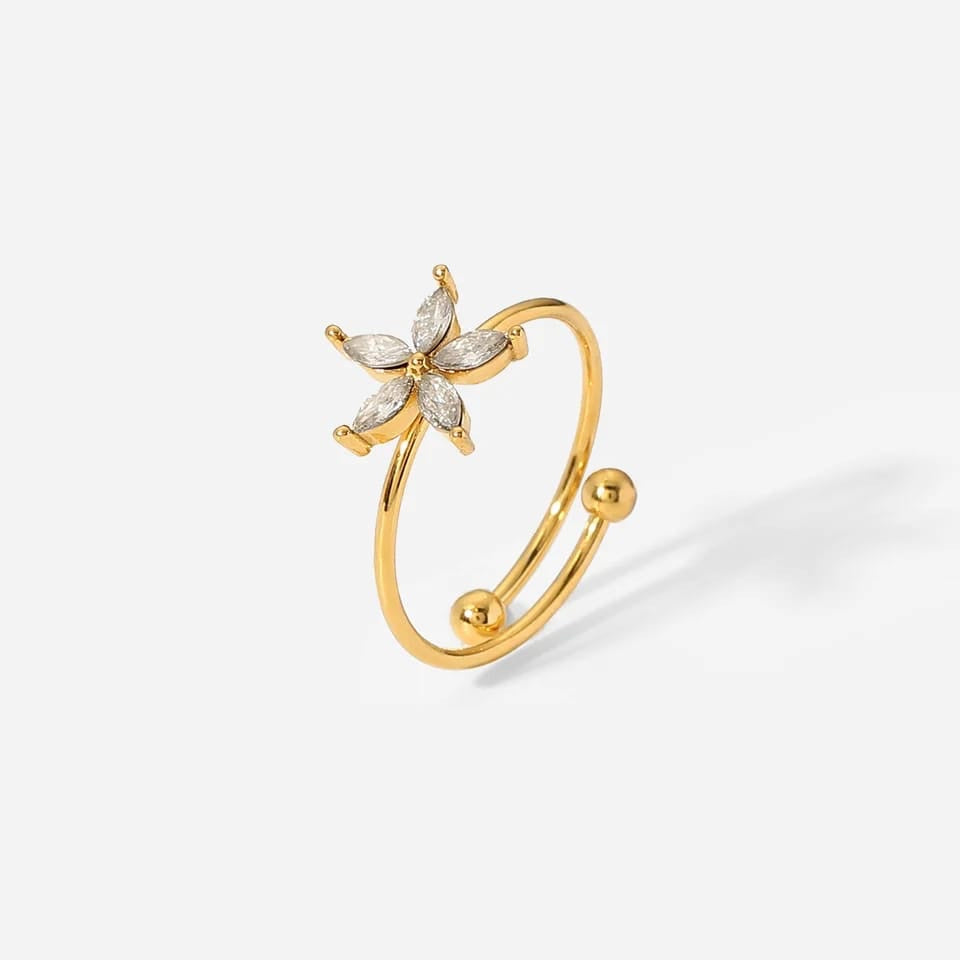 Adalyn Zircon Floral Adjustable Ring