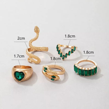 Emerald Serpentine Ring Stack