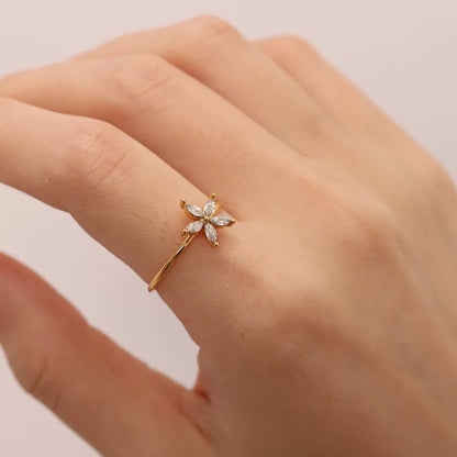 Adalyn Zircon Floral Adjustable Ring