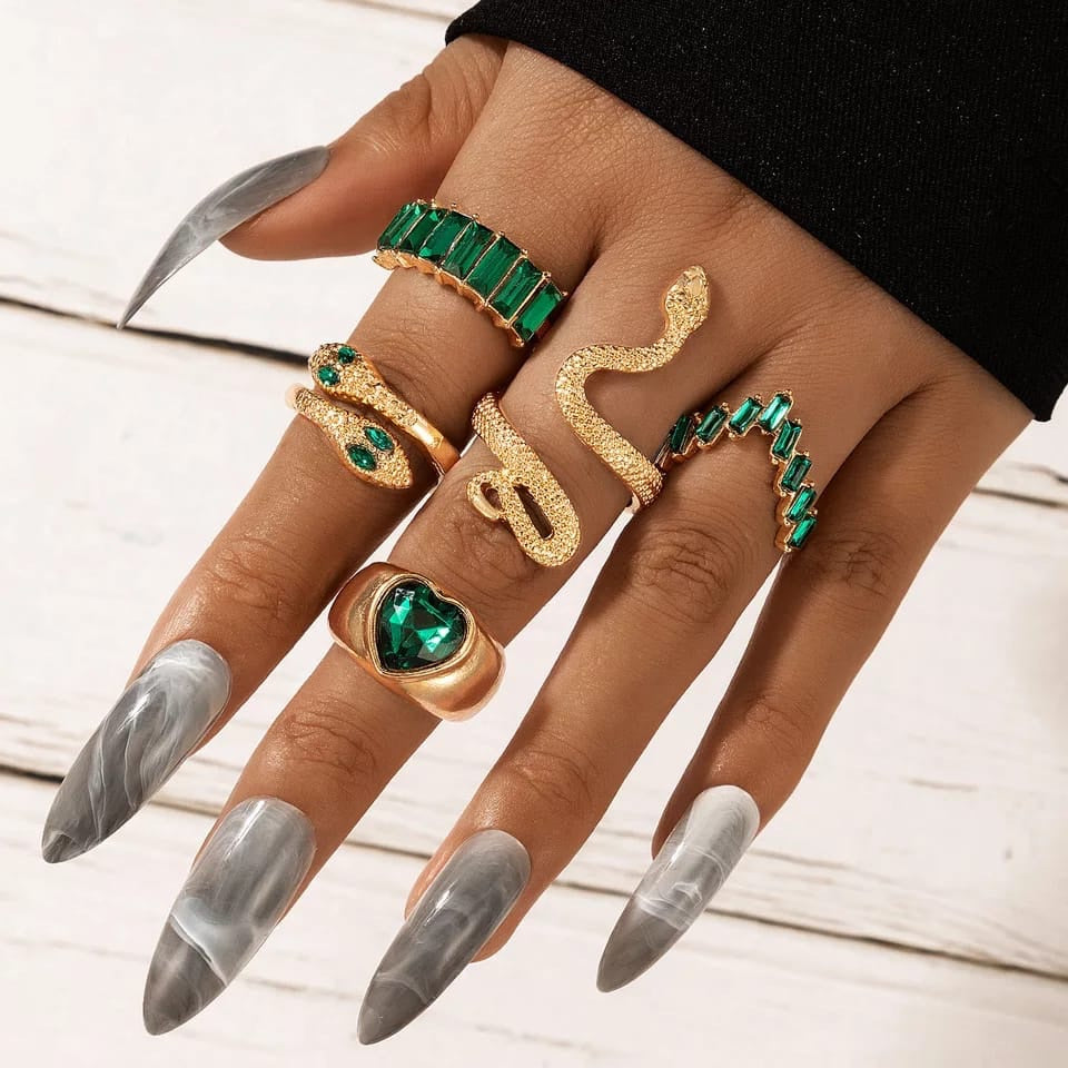 Emerald Serpentine Ring Stack