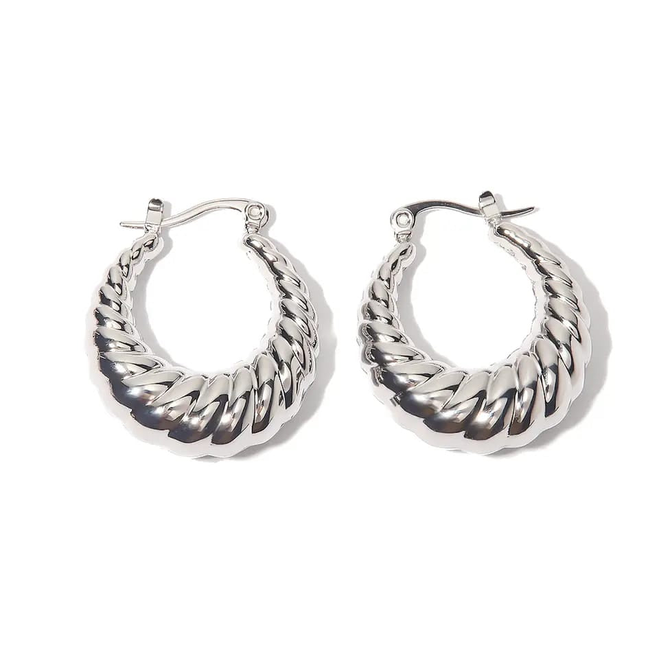 Madelyn Silver Croissant Hoops