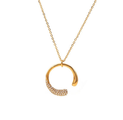 Ariel Zircon Studded Crescent Moon Necklace